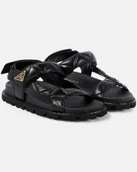 Prada Sandalen Fussbett aus Leder Schwarz