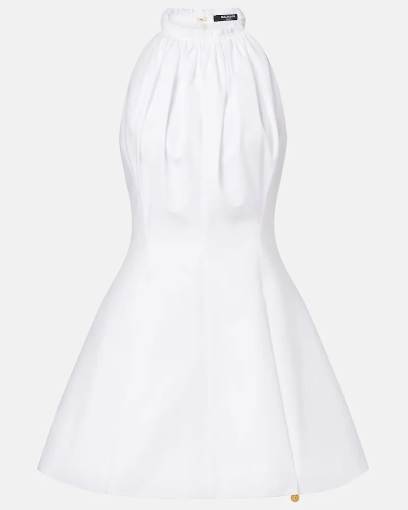 Balmain Minikleid aus Baumwollpopeline Weiß