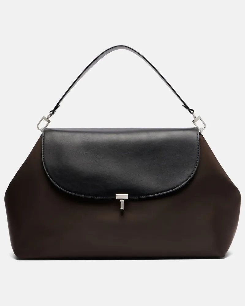 Totême Schultertasche T-Lock Medium mit Leder Braun