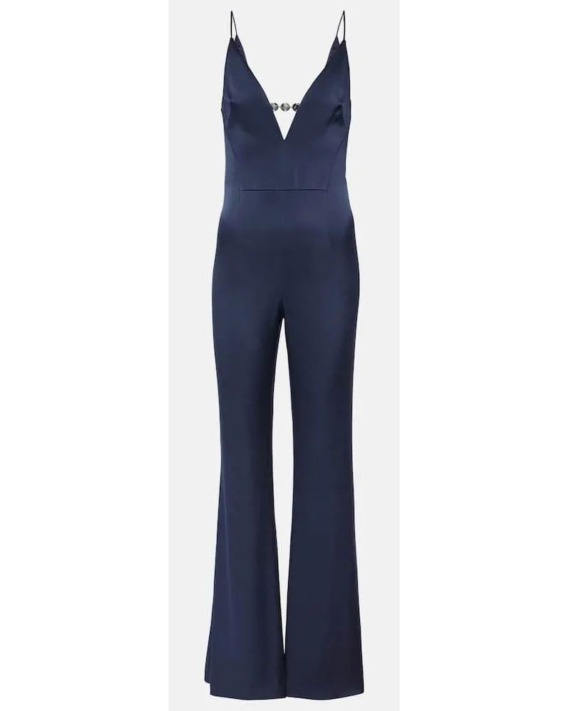 GALVAN Jumpsuit Avedon Globe aus Satin Blau