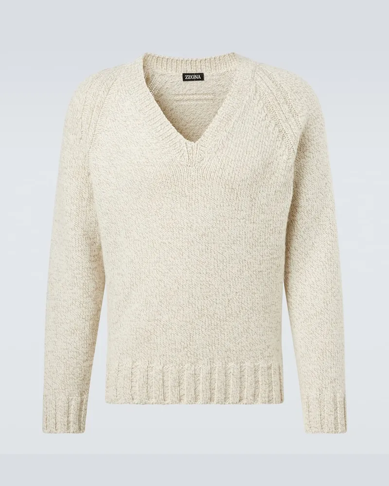 Ermenegildo Zegna Sweatshirt aus Kaschmir und Wolle Beige