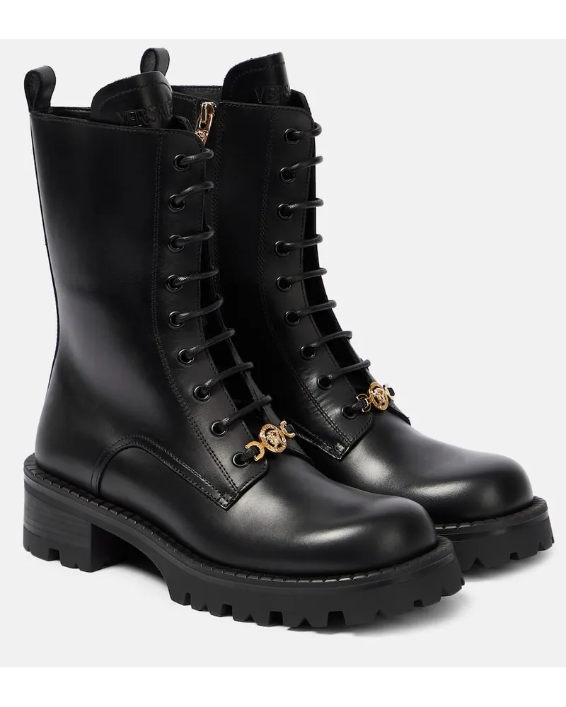 Versace Schnürstiefel Vagabond aus Leder Schwarz