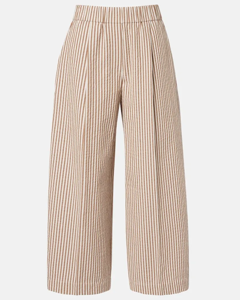 Brunello Cucinelli Weite Hose aus einem Baumwollgemisch Beige