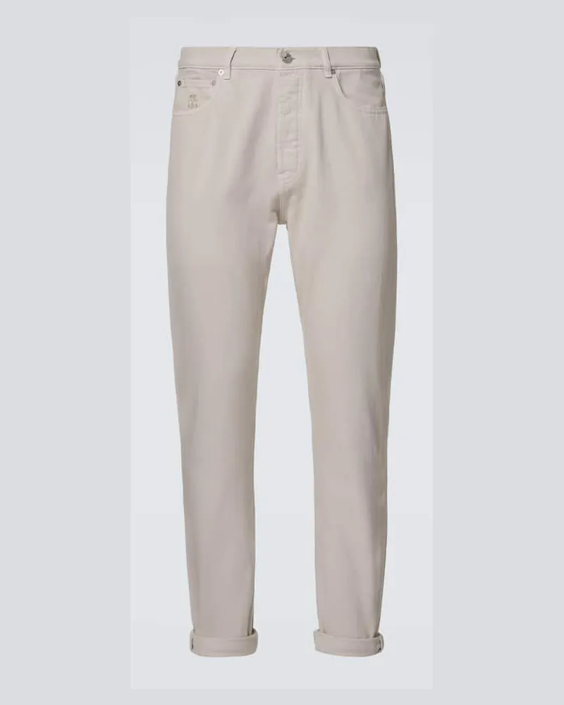 Brunello Cucinelli High-Rise Straight Jeans Grau