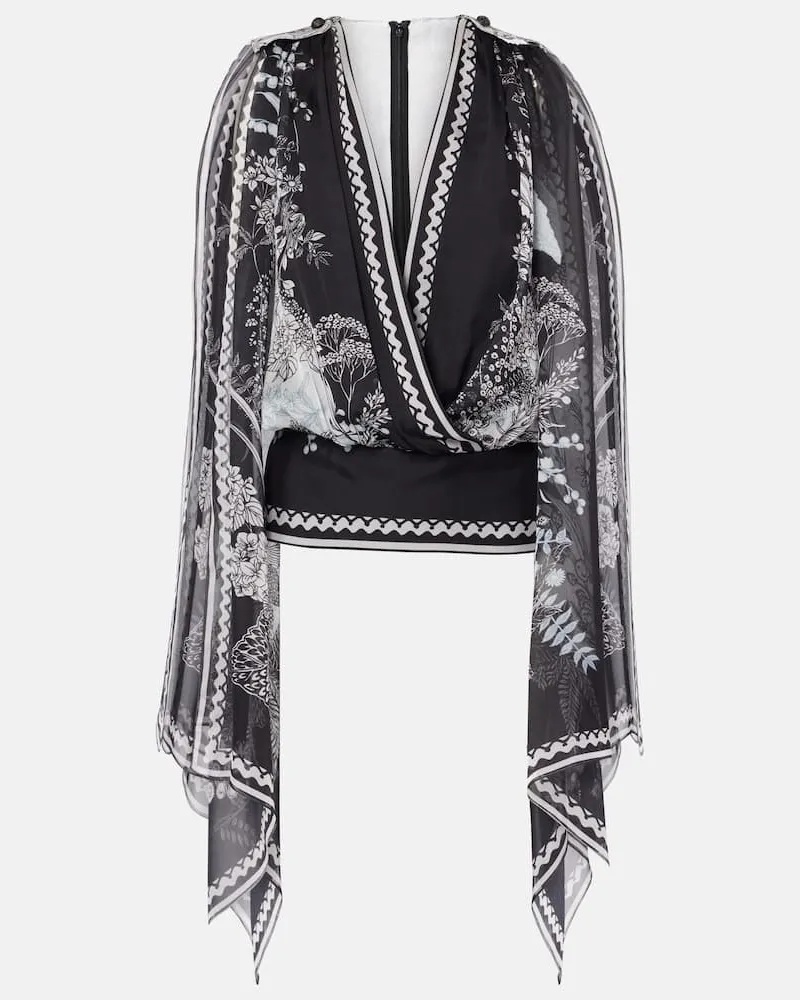 Elie Saab Top aus Seidenchiffon Multicolor