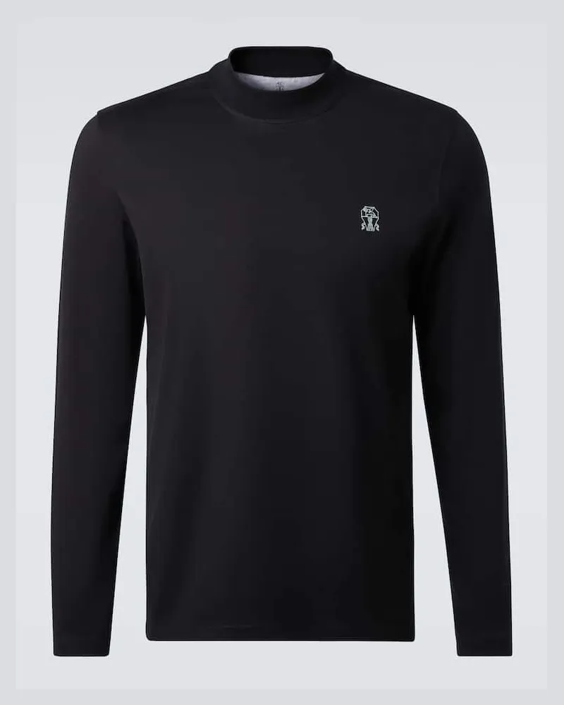 Brunello Cucinelli Longsleeve aus Baumwolle Schwarz