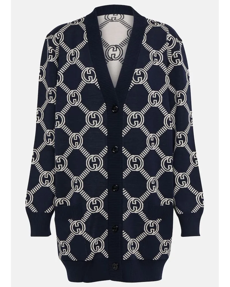 Gucci Wendbarer Cardigan aus einem Wollgemisch Blau