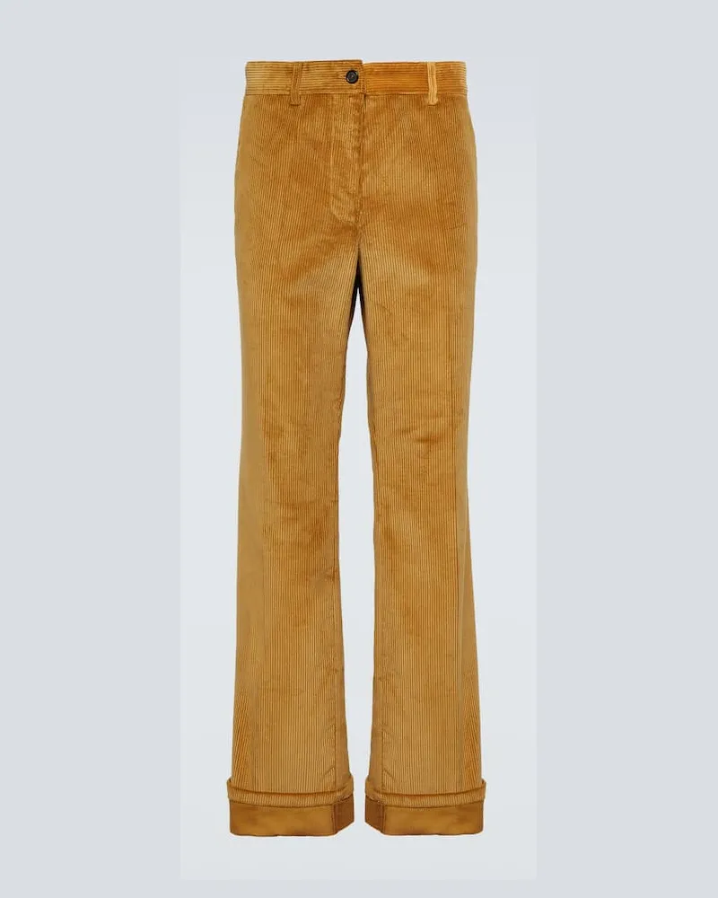 Miu Miu Weite Hose aus Cord Gelb