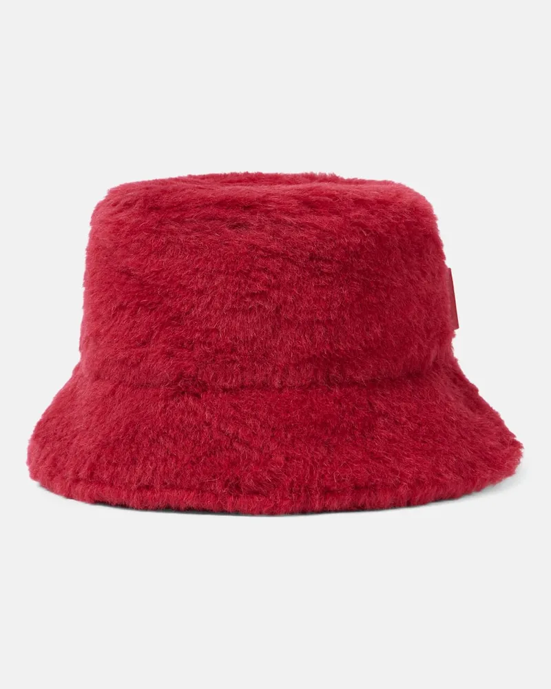 Max Mara Hut Figura aus Teddyfleece Rot