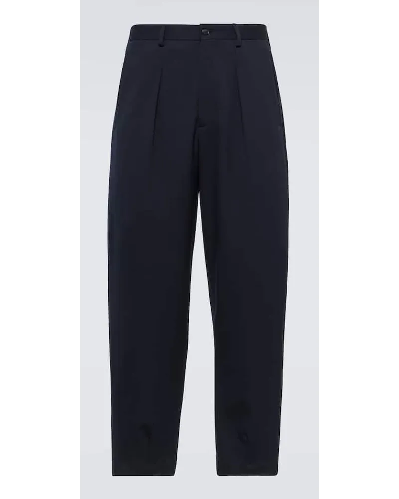 Giorgio Armani Gerade Hose aus Wolle Blau