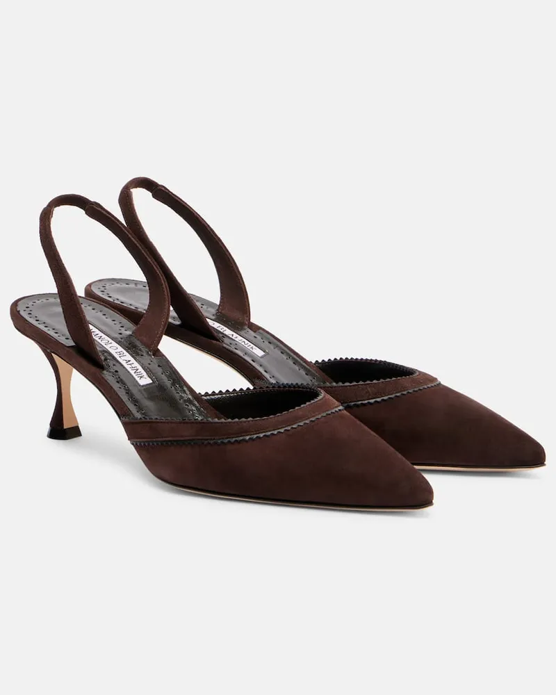 Manolo Blahnik Slingback-Pumps Brontiasli 50 aus Veloursleder Braun