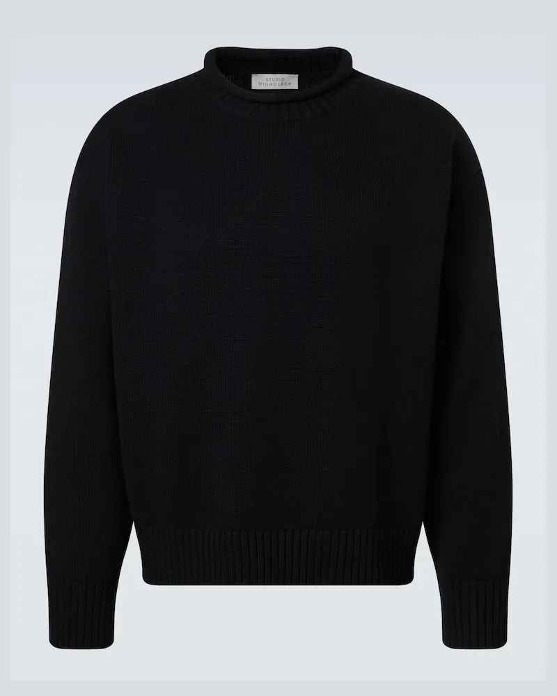 Studio Nicholson Pullover aus Wolle und Baumwolle Schwarz