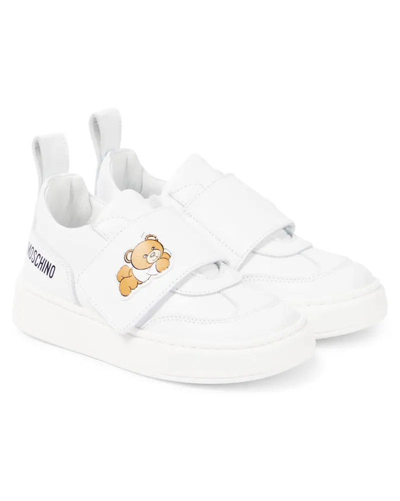 Moschino Sneakers Teddy Bear aus Leder Weiß
