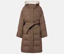 Daunenmantel aus einem Wollgemisch mit Shearling