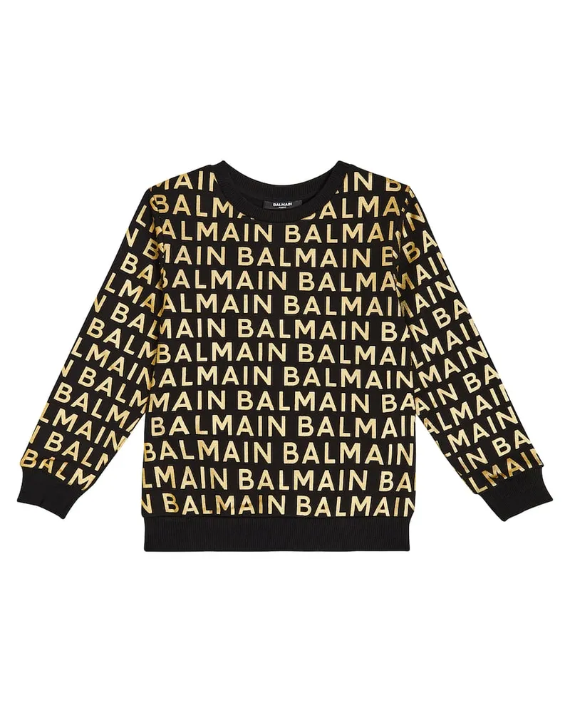 Balmain Bedrucktes Sweatshirt aus Baumwolle Schwarz