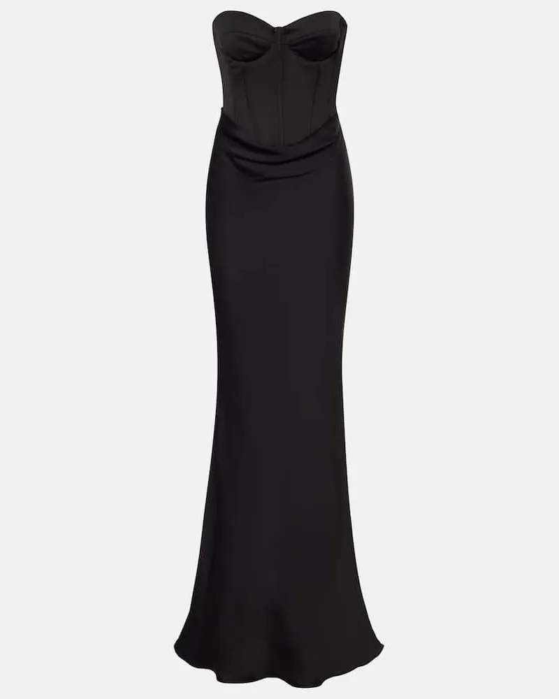 ROTATE Birger Christensen Robe aus Satin Schwarz