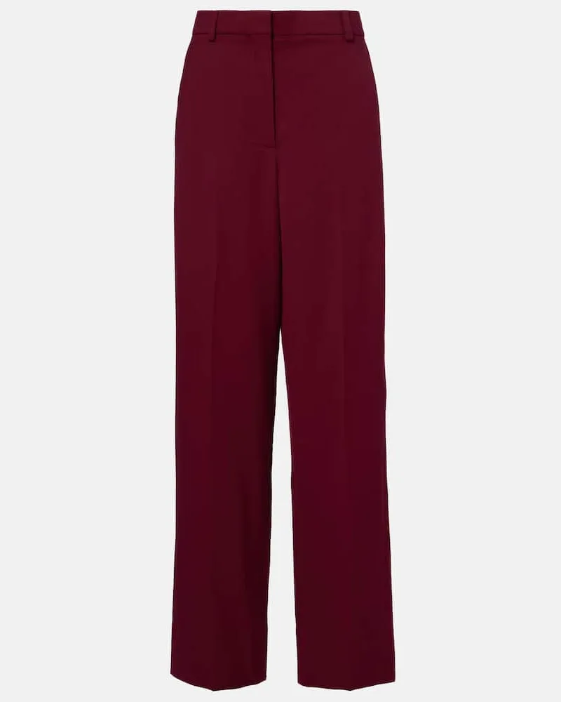 Stella McCartney Gerade Hose aus Wolle Burgunderrot
