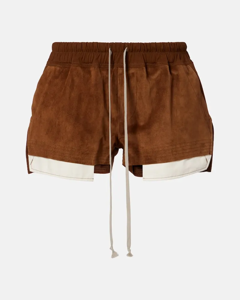 Rick Owens Shorts aus Veloursleder Schwarz