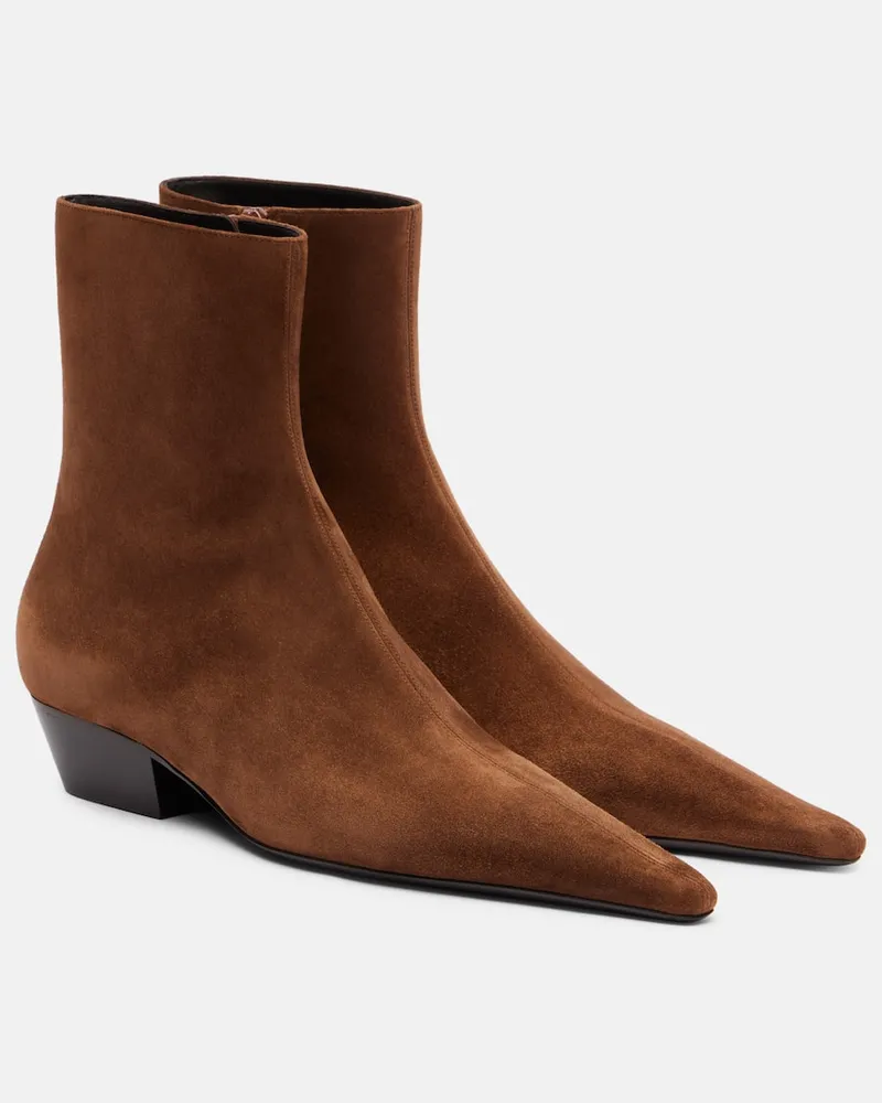 Saint Laurent Ankle Boots Jill 30 aus Veloursleder Braun