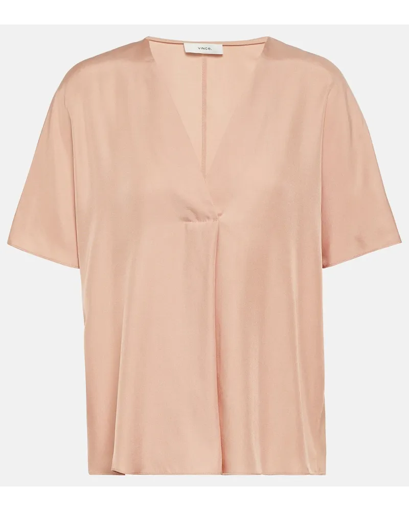 Vince Top aus einem Seidengemisch Beige