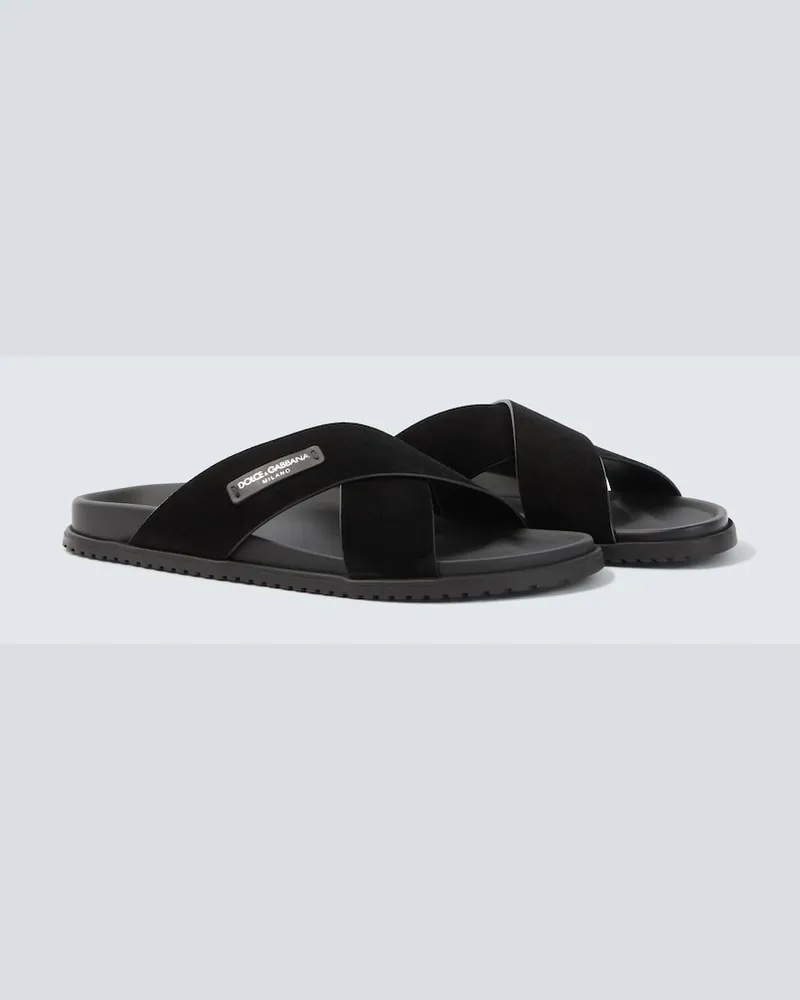 Dolce & Gabbana Sandalen aus Veloursleder Schwarz