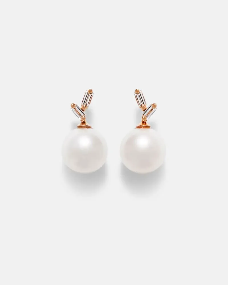 Suzanne Kalan Ohrringe aus 18kt Roségold mit Diamanten und Tahiti-Perlen Gold