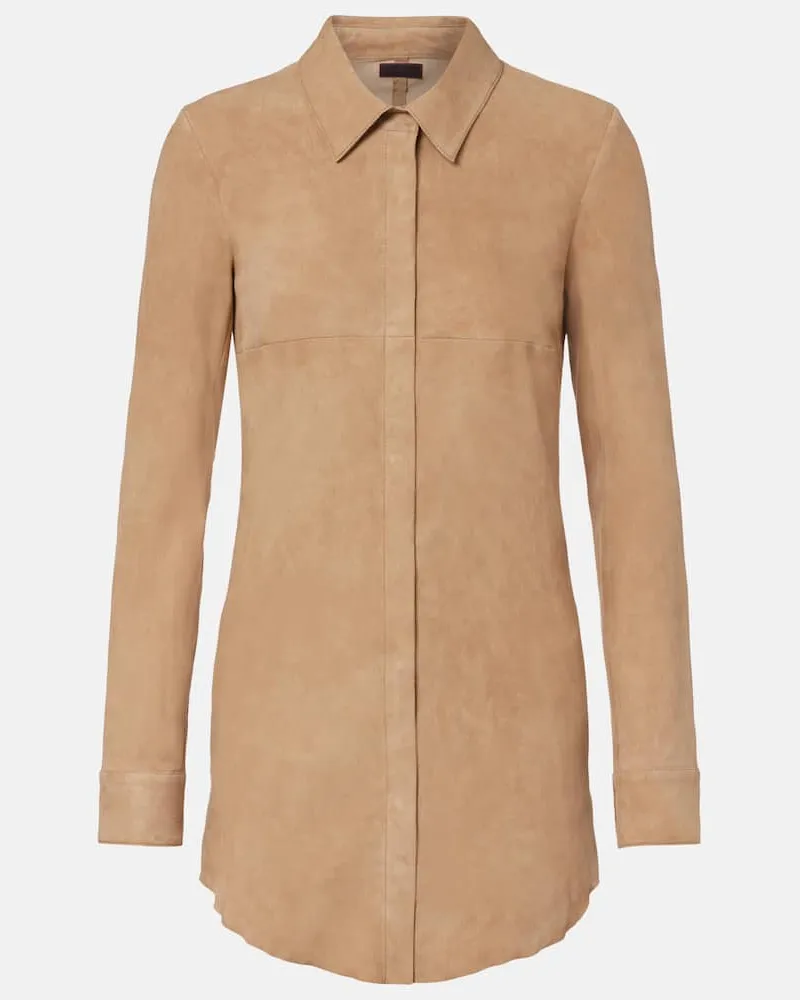 Stouls Hemdblusenkleid Geraldine aus Veloursleder Beige