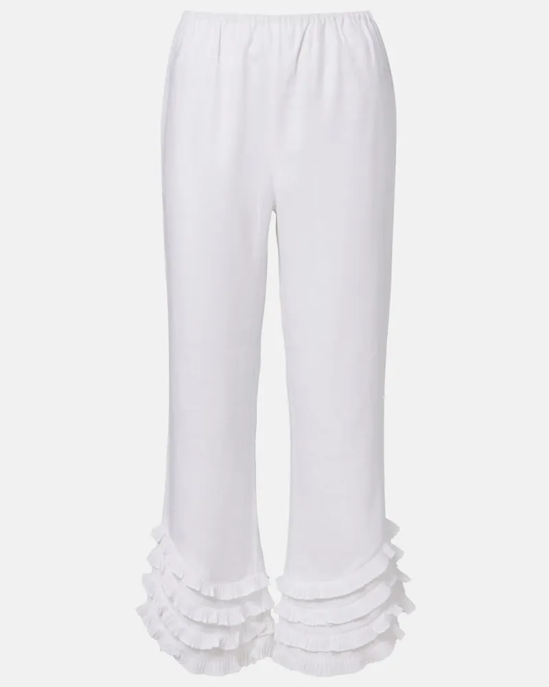 Posse Weite Hose Florence aus Leinen Weiß