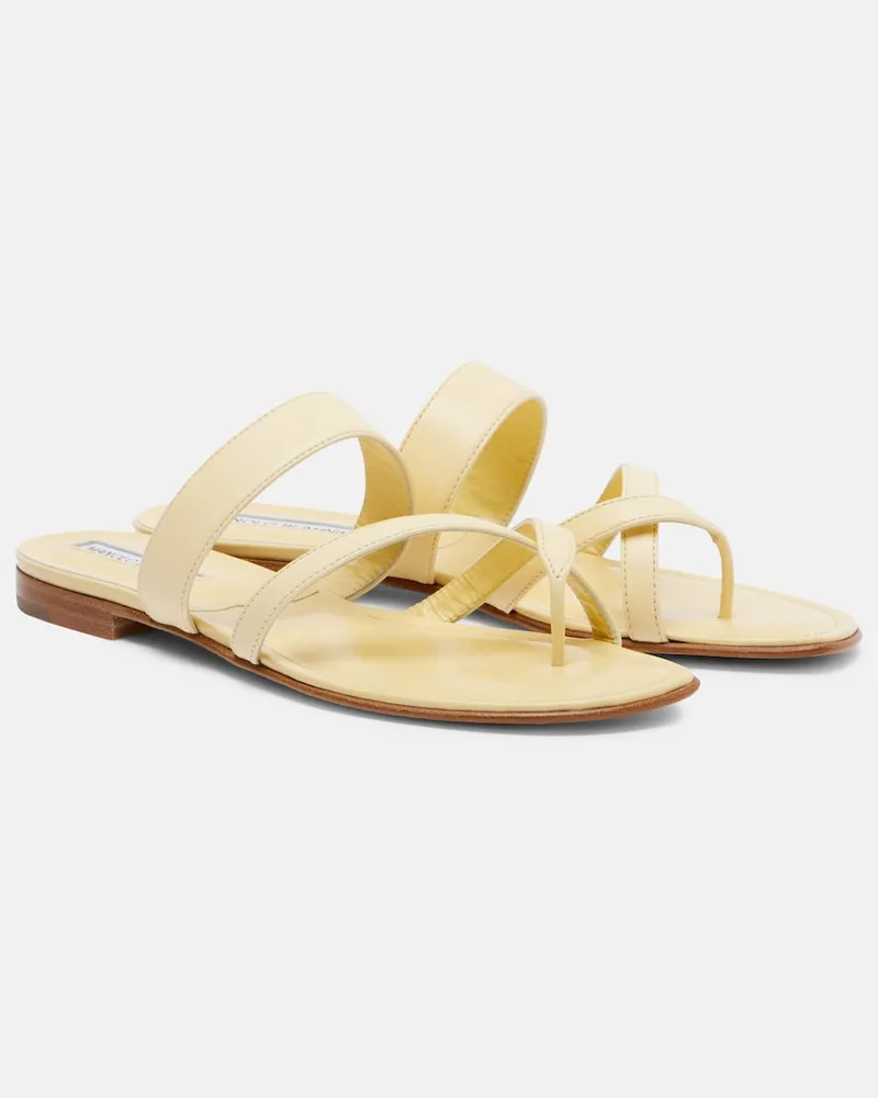 Manolo Blahnik Sandalen Susaflat aus Leder Gelb