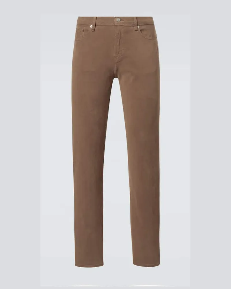 Frame Denim Schmale Mid-Rise-Hose L'Homme Slim Braun