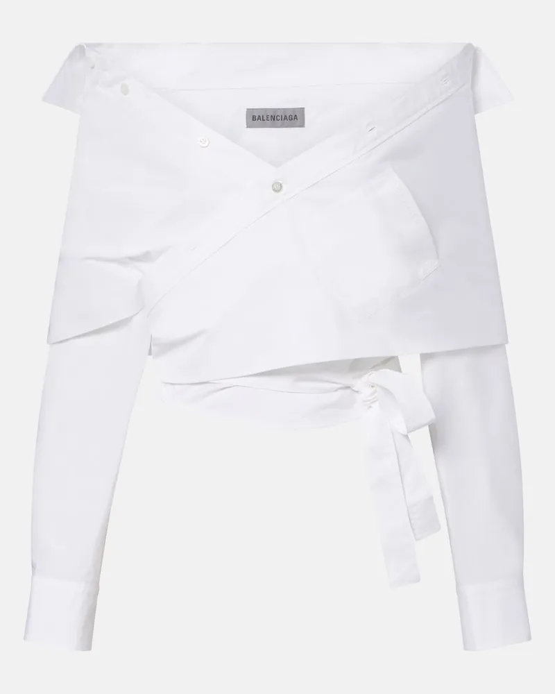 Balenciaga Off-Shoulder-Top aus Baumwollpopeline Weiß