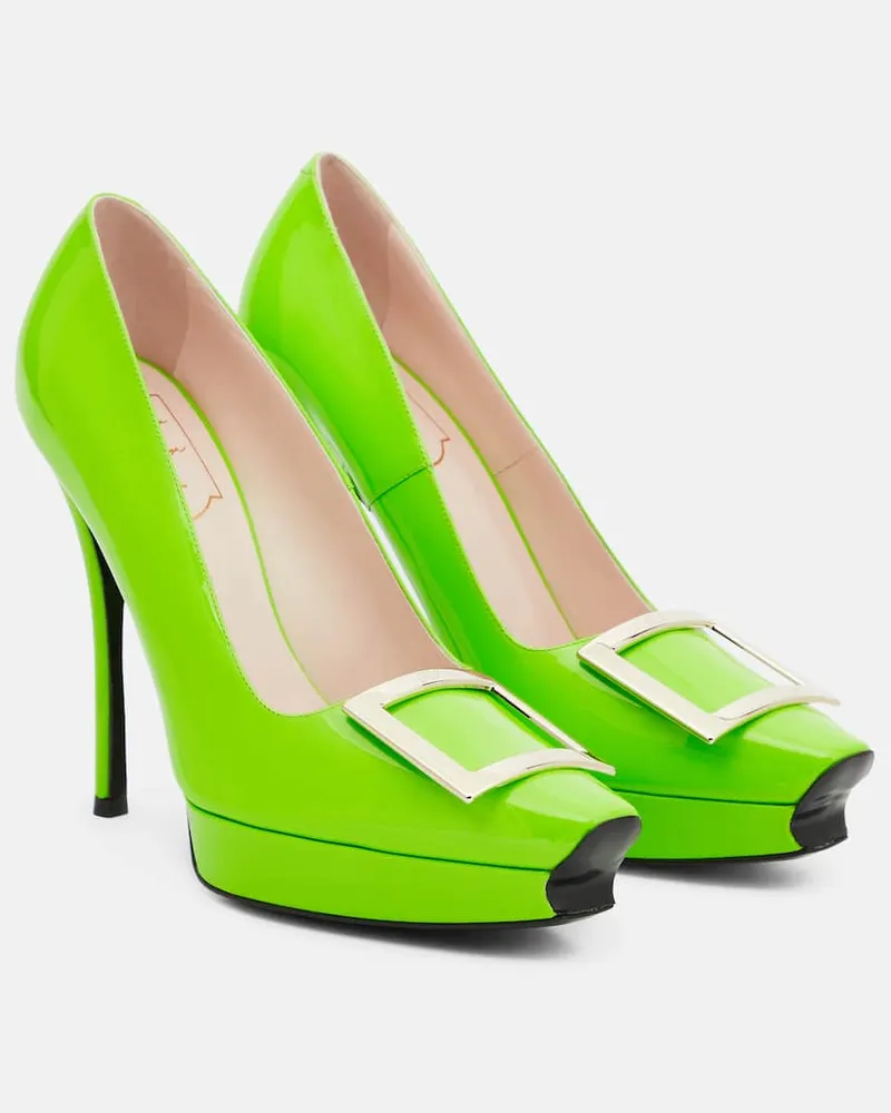 Roger Vivier Plateau-Pumps Trompette aus Lackleder Grã¼n