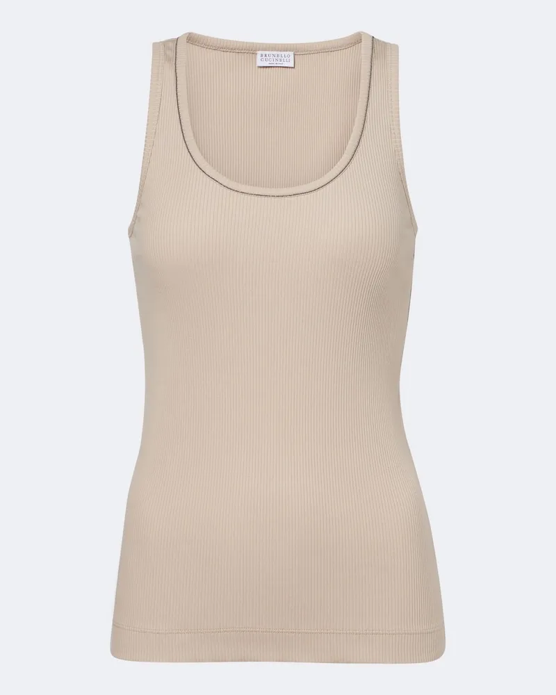 Brunello Cucinelli Tanktop Monilli aus einem Baumwollgemisch Beige