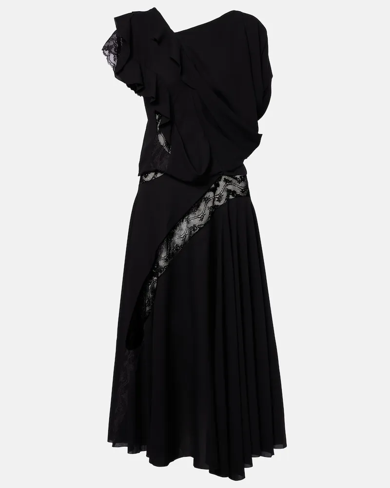 Junya Watanabe Midikleid mit Spitze Schwarz