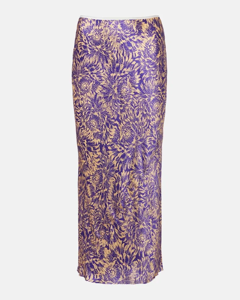 Dries van Noten Midirock aus Seidensatin Multicolor