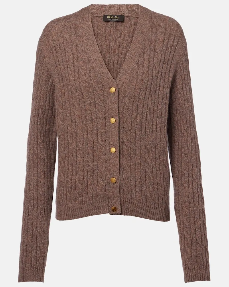 Loro Piana Cardigan Treccia aus Kaschmir Braun
