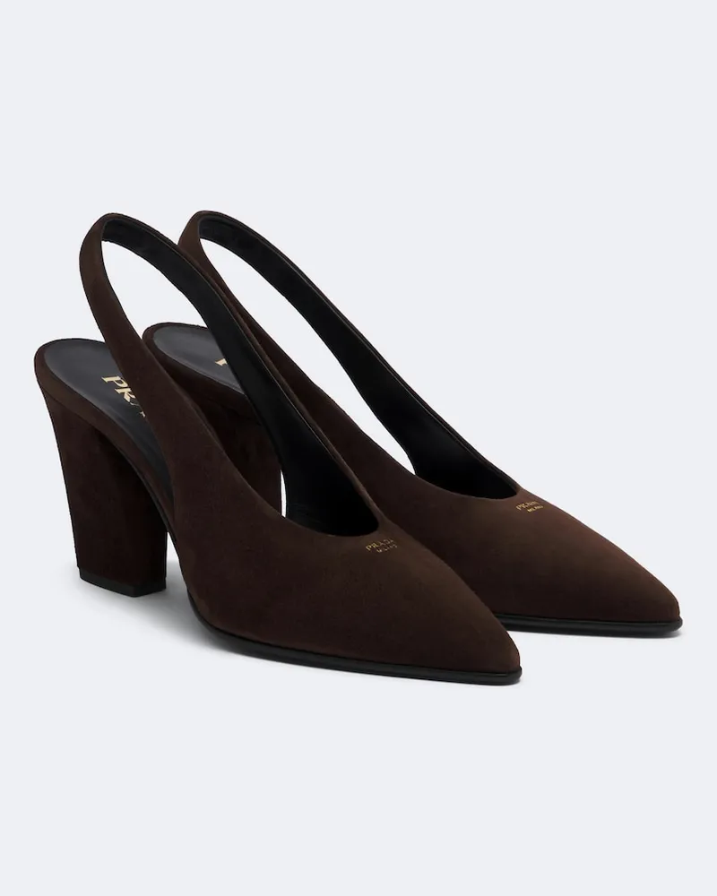 Prada Slingback-Pumps aus Veloursleder Braun