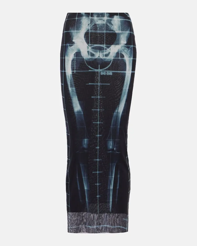 Jean Paul Gaultier Maxirock Squeletor aus Mesh Blau