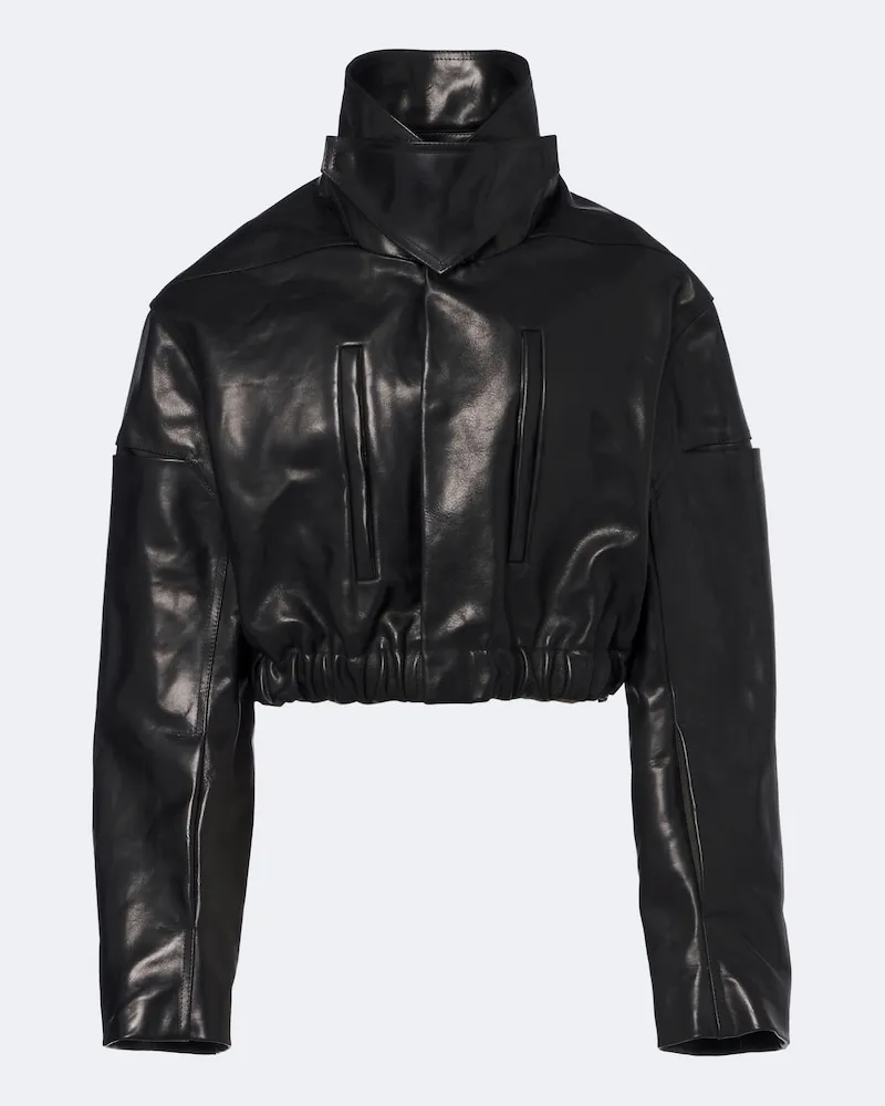 Rick Owens Cropped-Lederjacke Schwarz