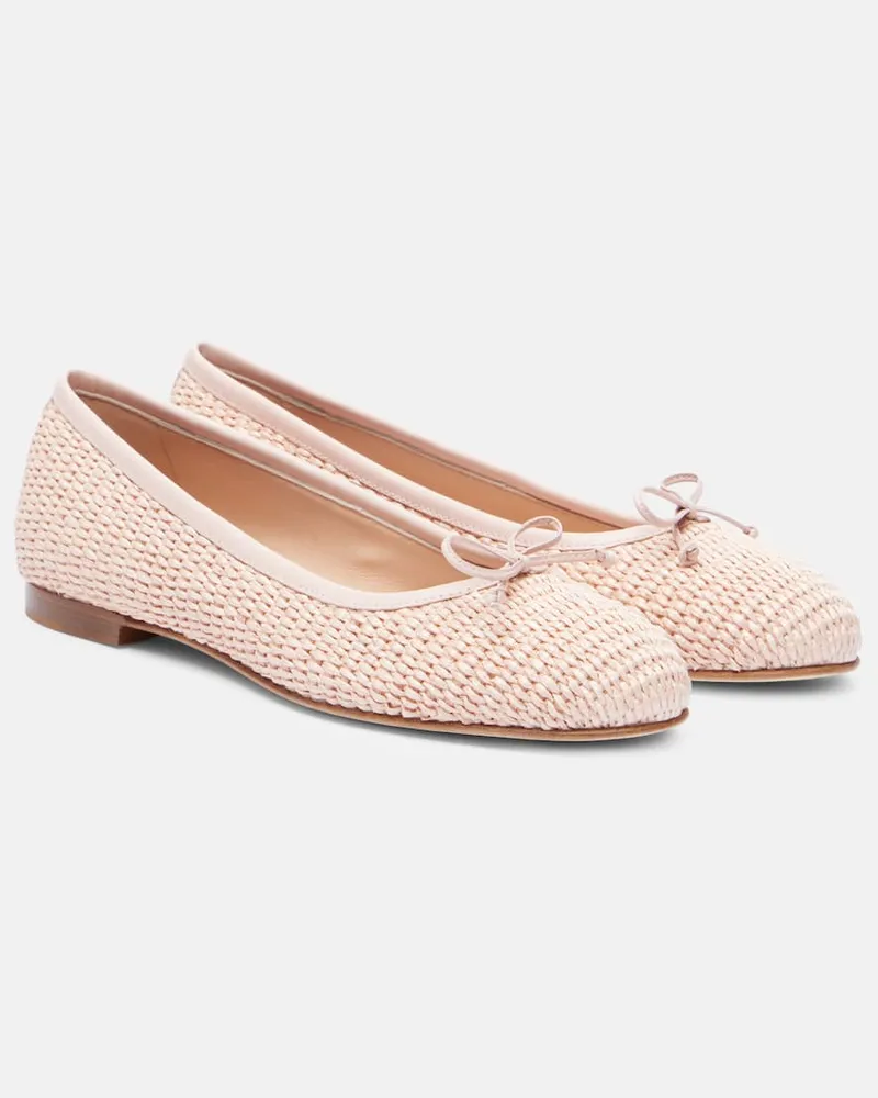 Manolo Blahnik Ballerinas Veralli aus Raffiabast Pink