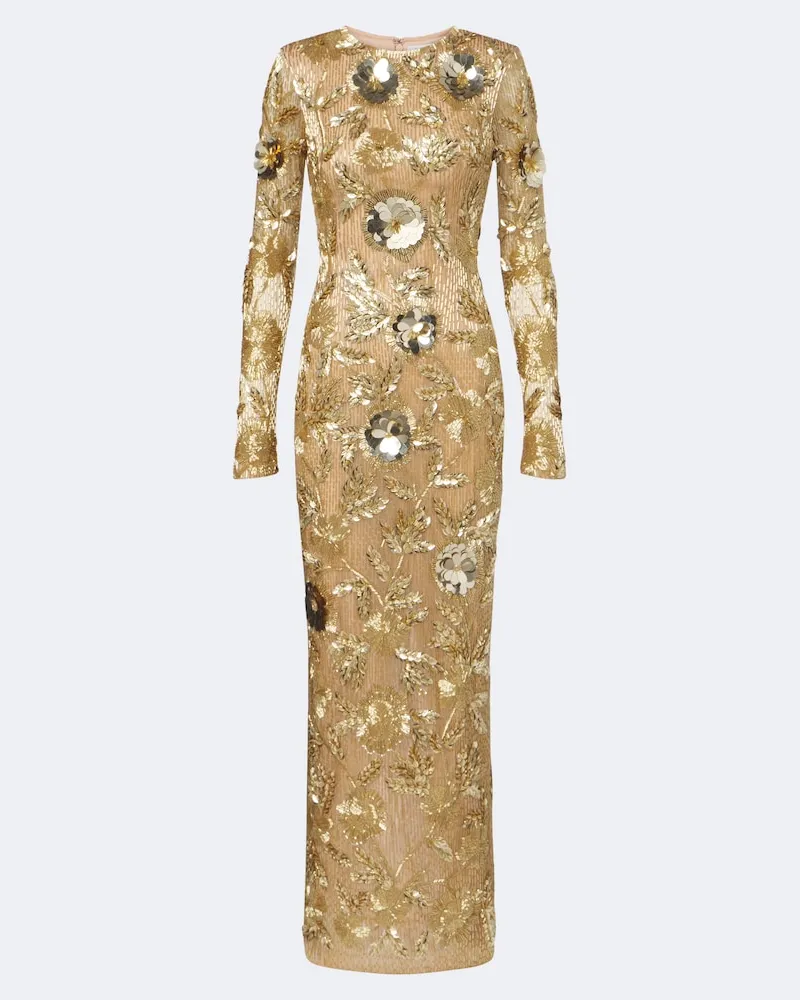 Rachel Gilbert Verzierte Robe Pierre Gold