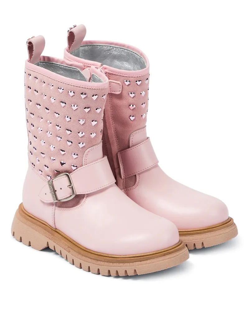 Monnalisa Stiefel aus Veloursleder Pink