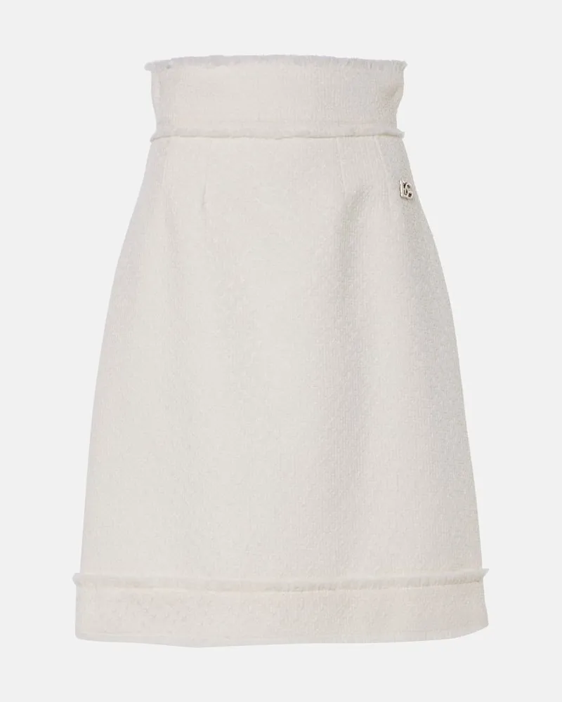 Dolce & Gabbana High-Rise-Midirock aus Tweed Weiß