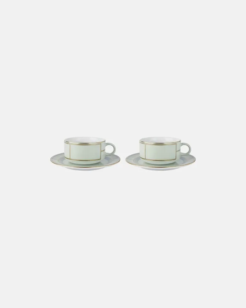 Ginori 1735 Set Diva aus zwei Teetasssen und Untertassen Grün