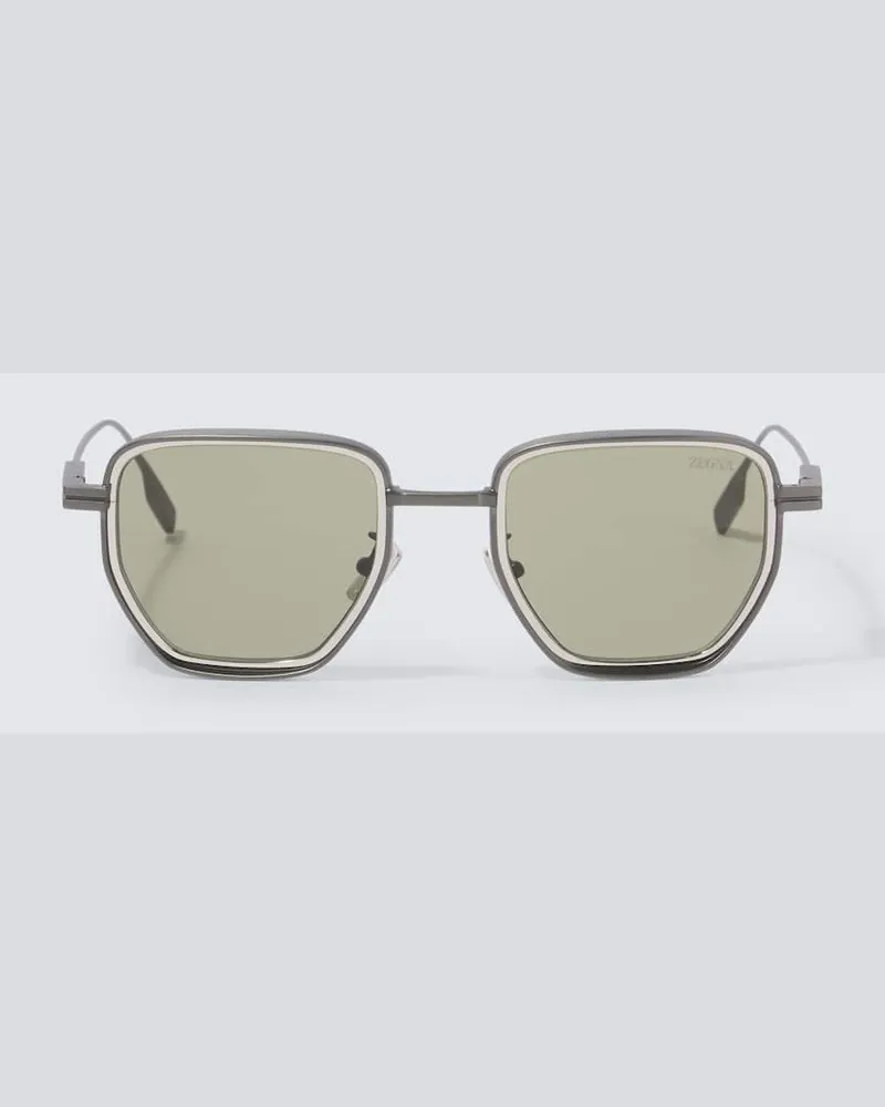 Ermenegildo Zegna Eckige Sonnenbrille Schwarz