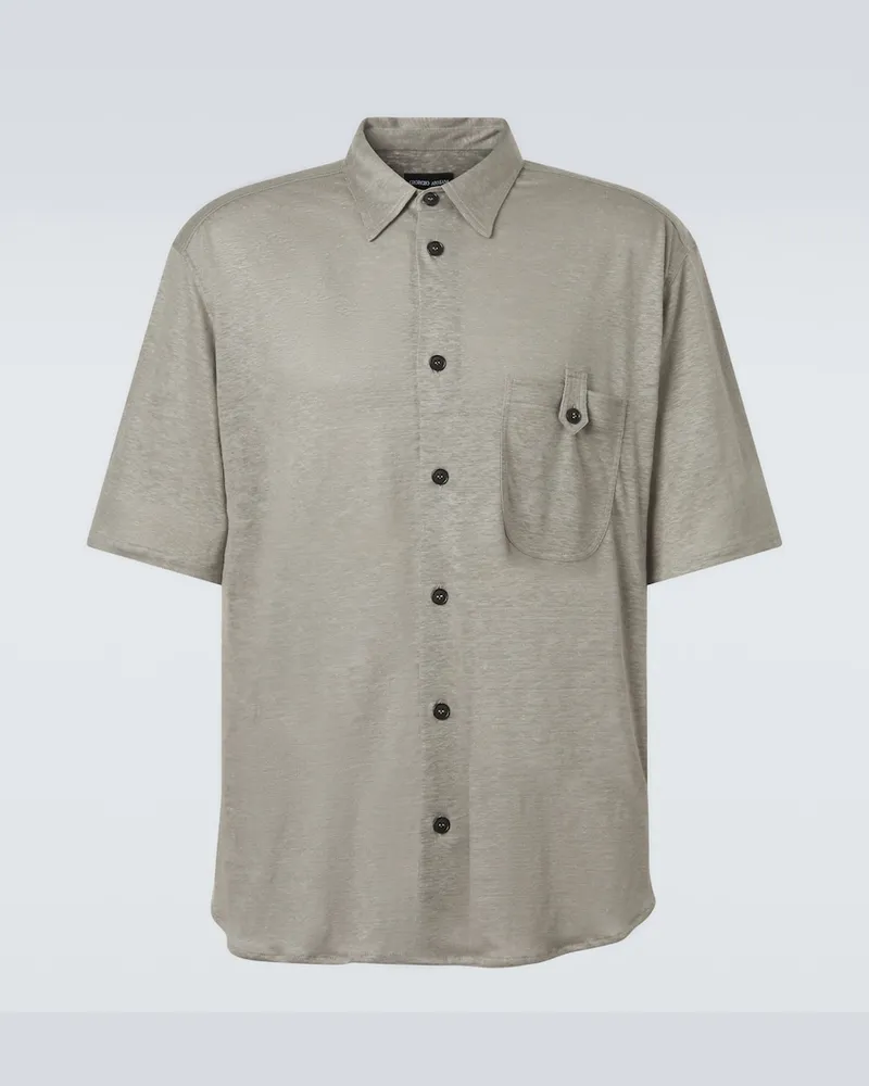 Giorgio Armani Hemd aus Leinen Grau