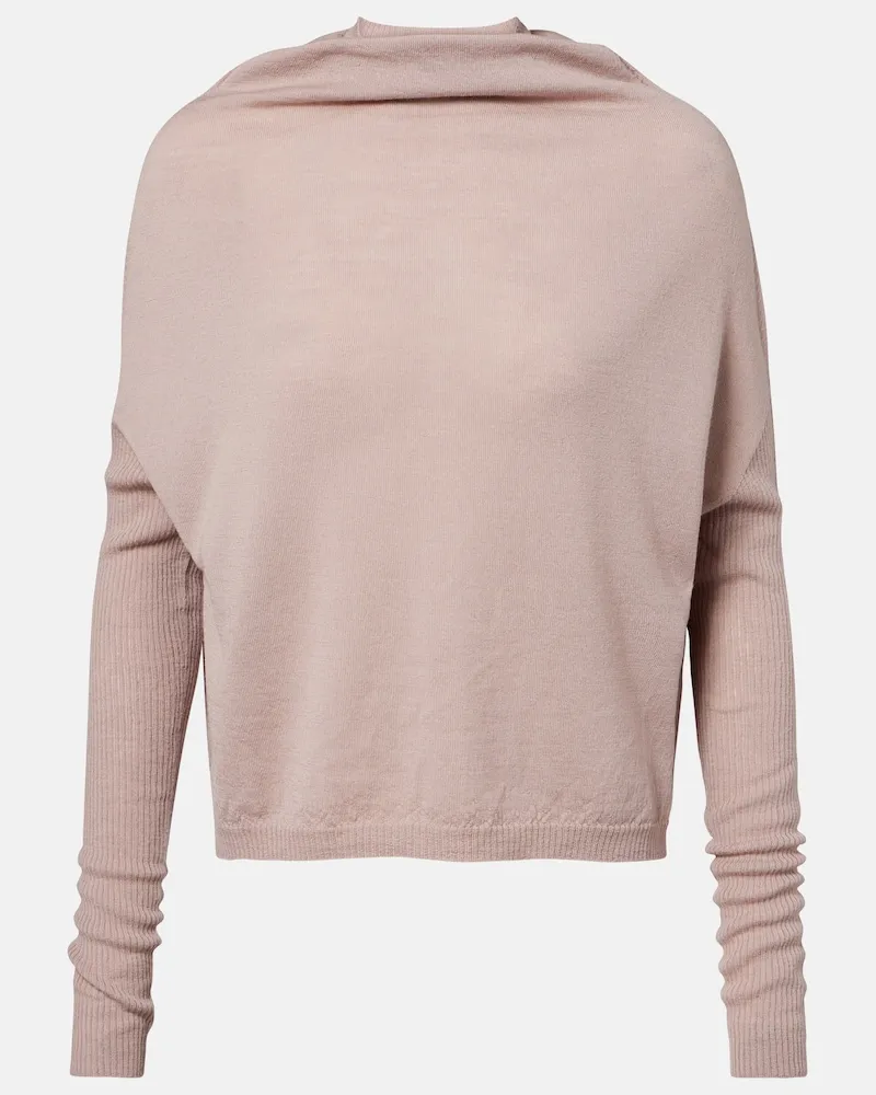 Rick Owens Pullover LS Crater aus Schurwolle Rosa