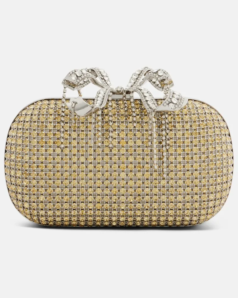 Self-Portrait Clutch mit Kristallen Gold