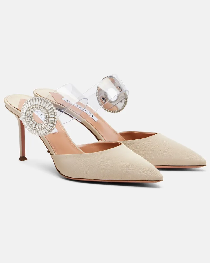 Aquazzura Mules Crystal Hoop mit Kristallen Beige