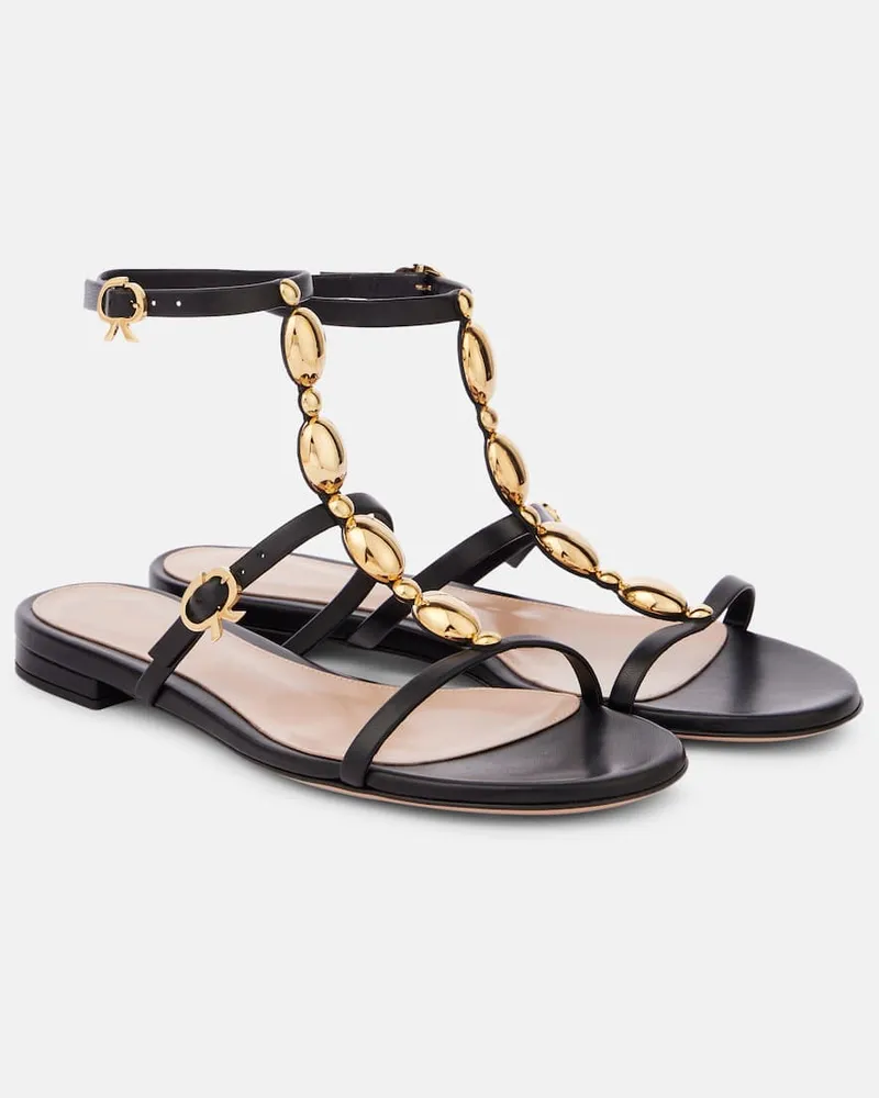 Gianvito Rossi Verzierte Sandalen aus Leder Schwarz